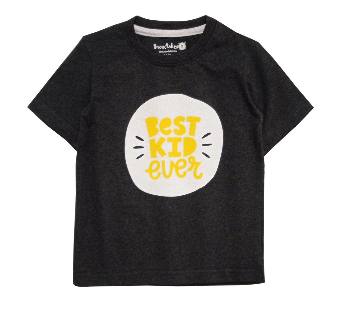 Snowflakes Grey Tshirt With Best Kid Print