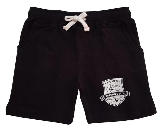 Knit Shorts With Biking Print - Black