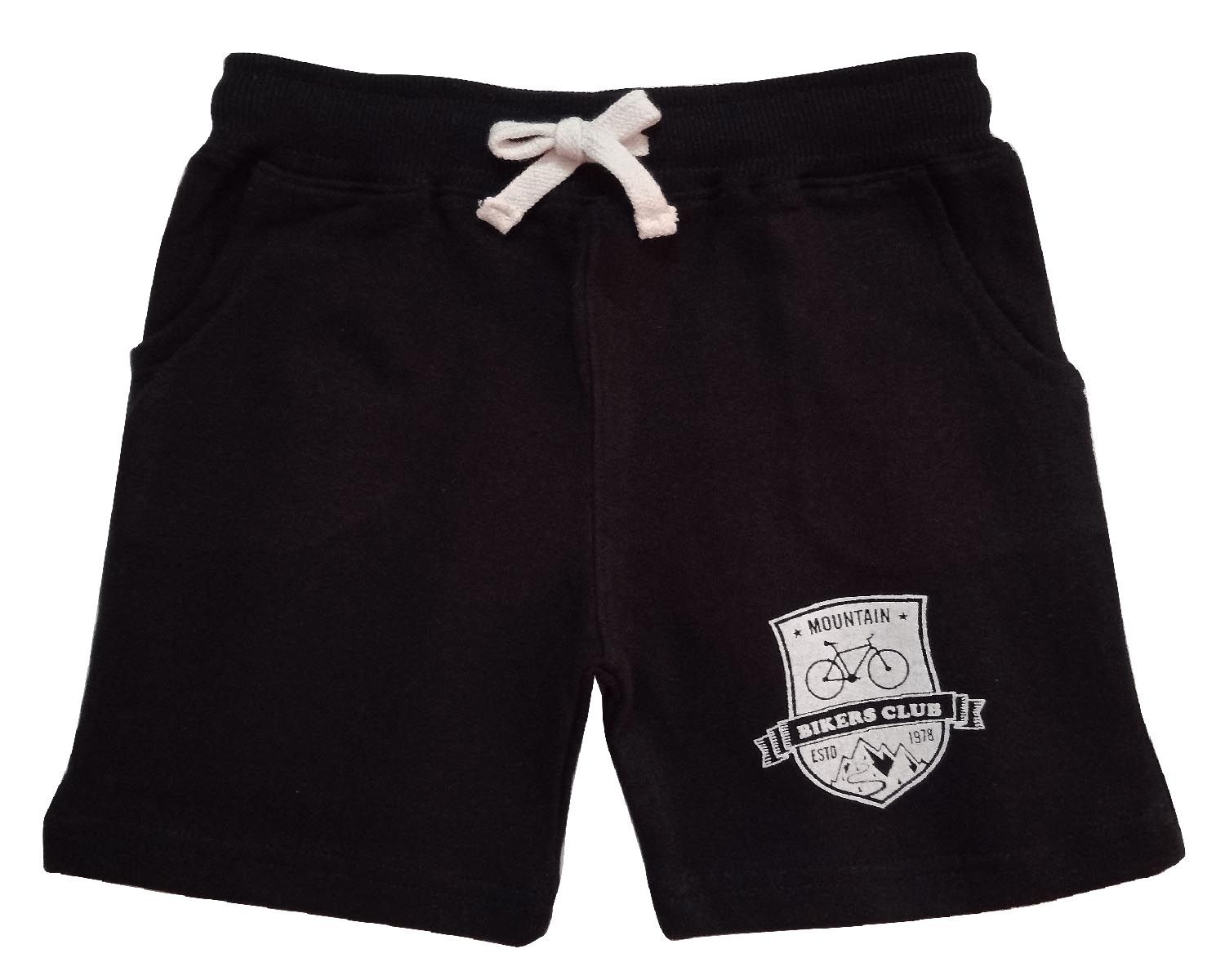Knit Shorts With Biking Print - Black