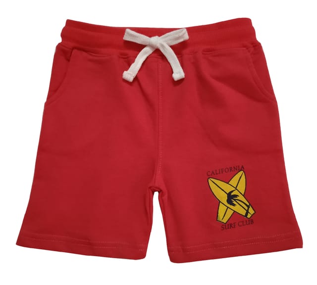 Knit Shorts With Surf Board Print - Red