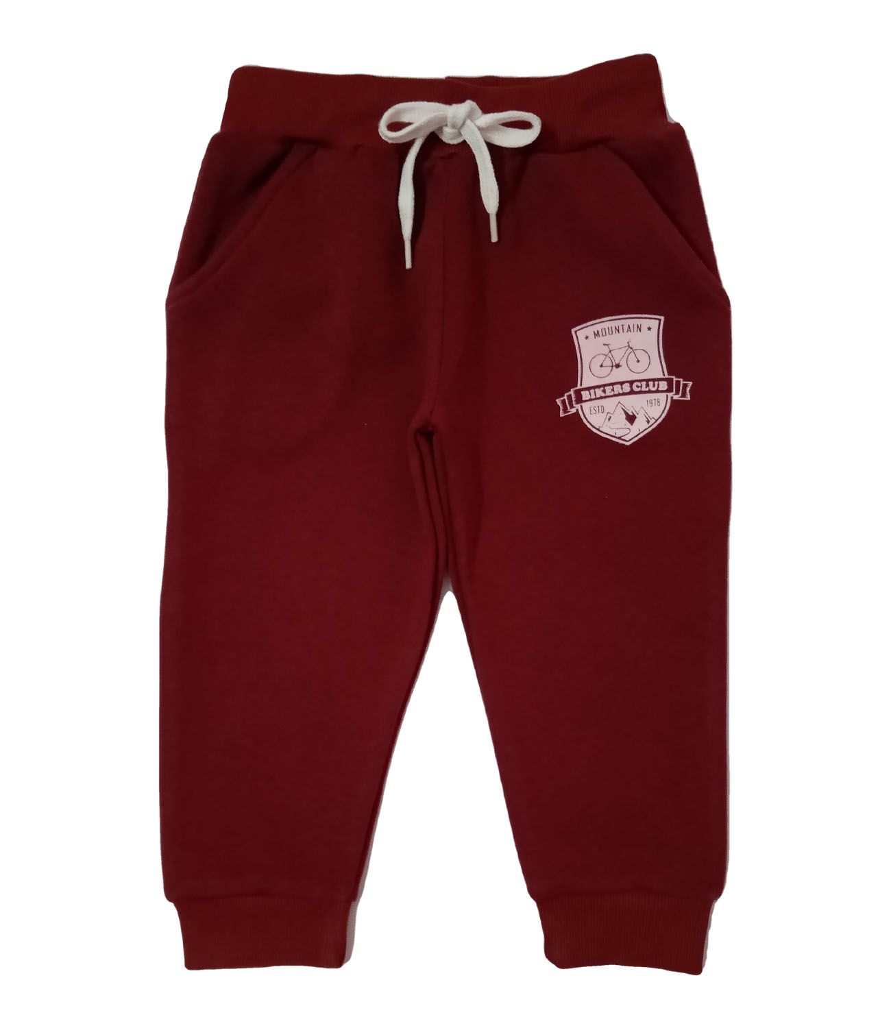Unisex Lounge Pant Slub With Biking Club Print- Maroon
