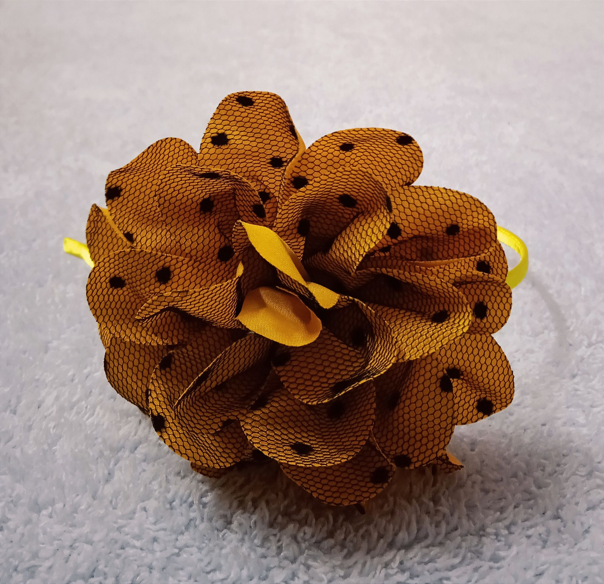 Yellow Hairband With Floral Applique - Mustard