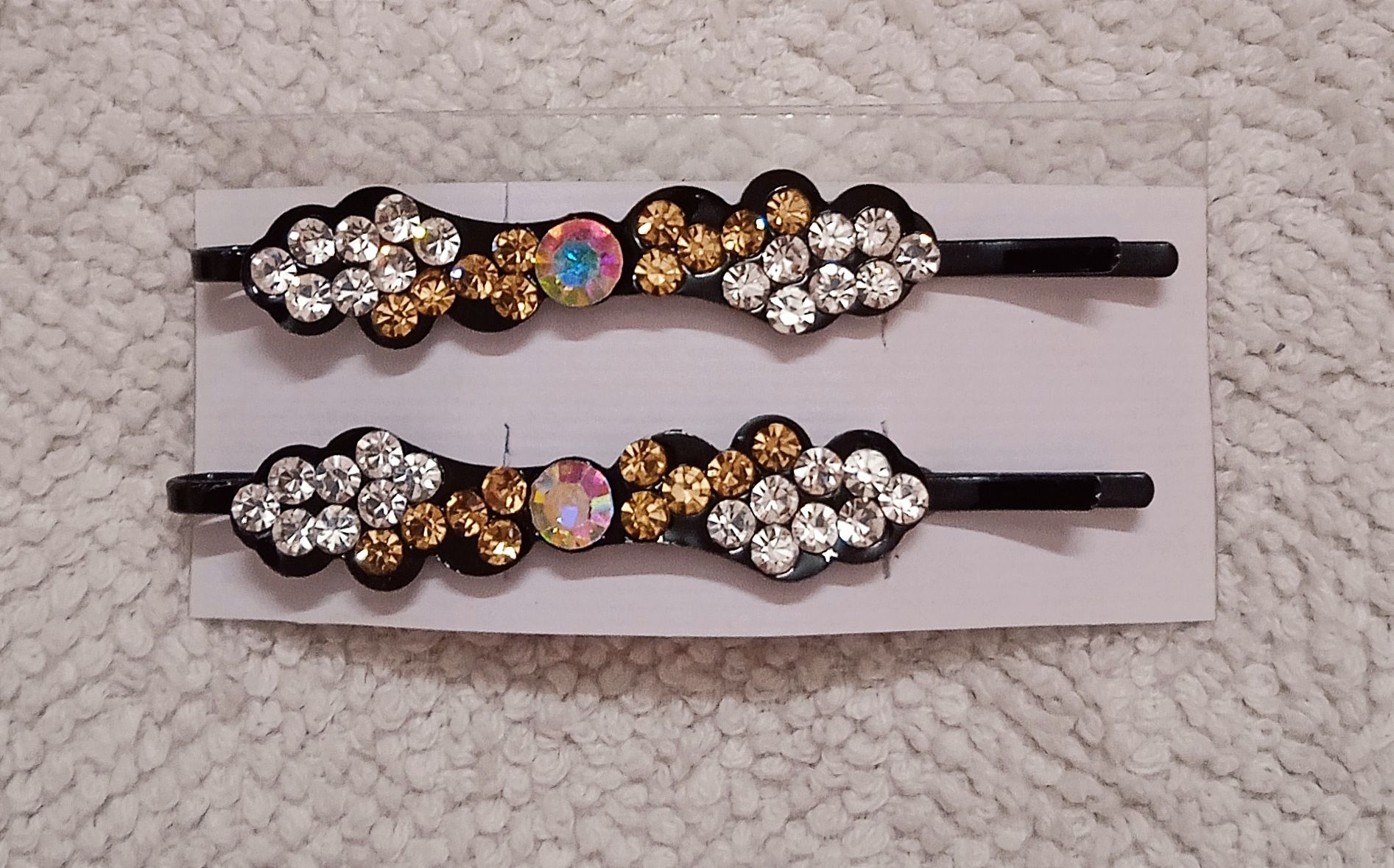 Hair Clip with Stone - Black