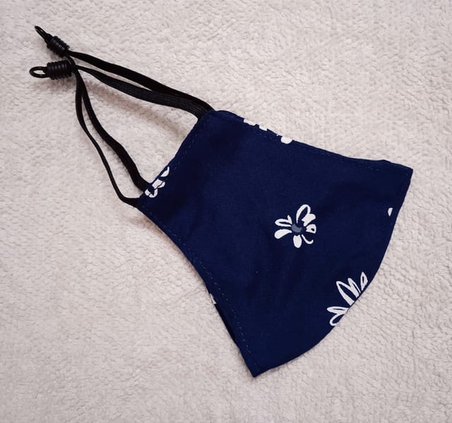 Adult Mask with Adjustable Elastic - Navy Blue