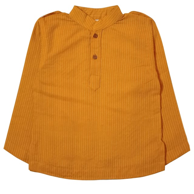 Snowflakes Full Sleeve Short Kurta With Kantha Work - Yellow