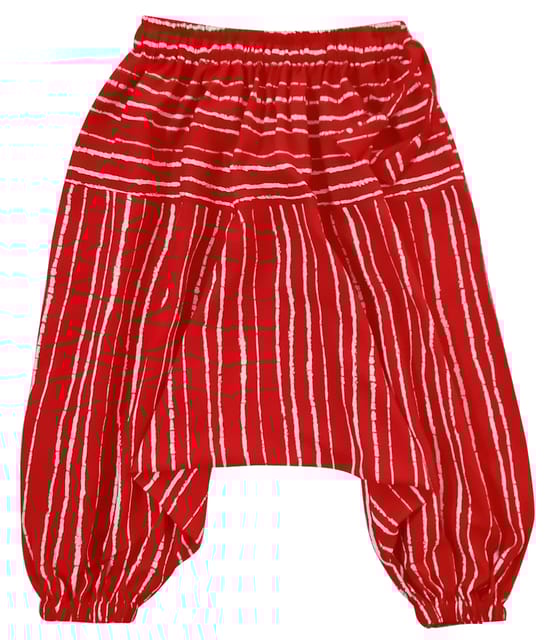 Snowflakes Girls Striped Harem Pants - Red
