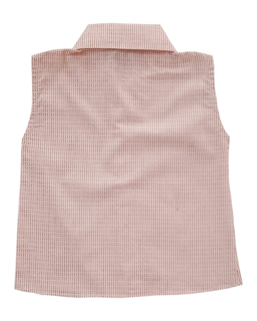 Snowflakes Girls Sleeveless Shirt With Stripes Prints - Pink