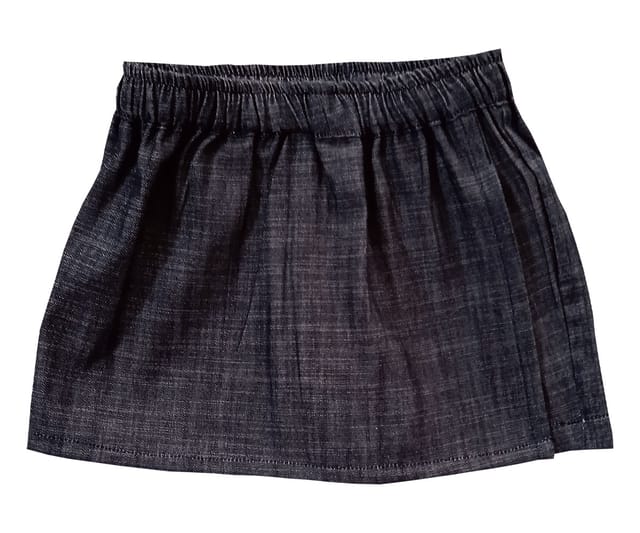 Snowflakes Girls Solid Denim Skort  - Grey
