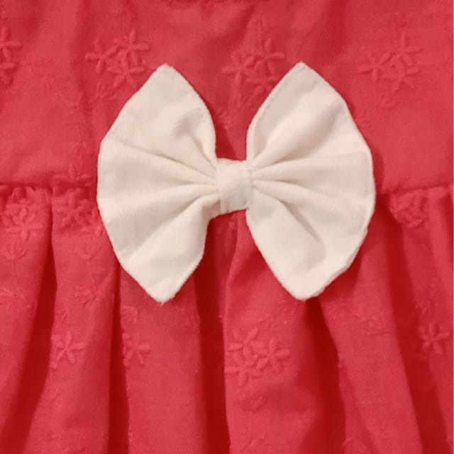 Snowflakes Baby Girls' Frock with Bow - Pink