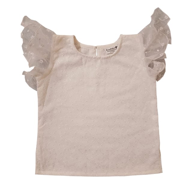 Snowflakes Girls Top  -White