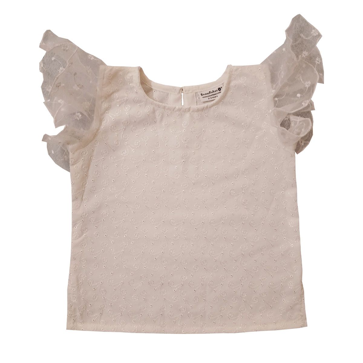 Snowflakes Girls Top  -White