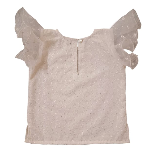 Snowflakes Girls Top  -White
