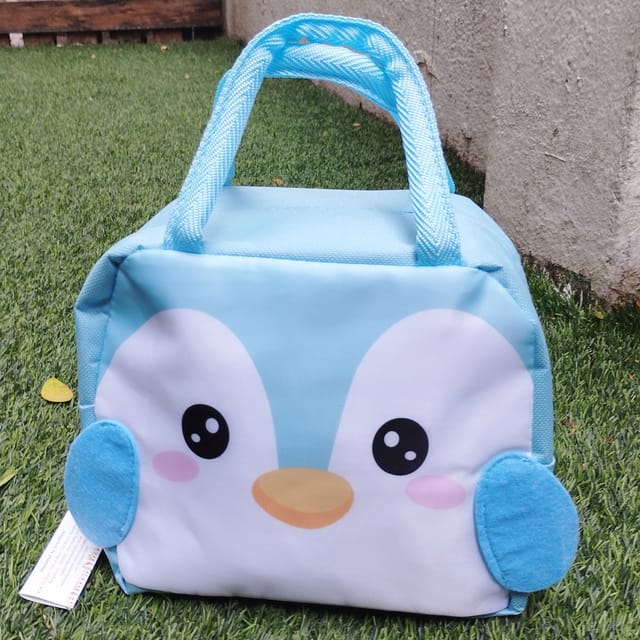 Snowflakes Kids Lunch Bag With Bird Print Sky Blue