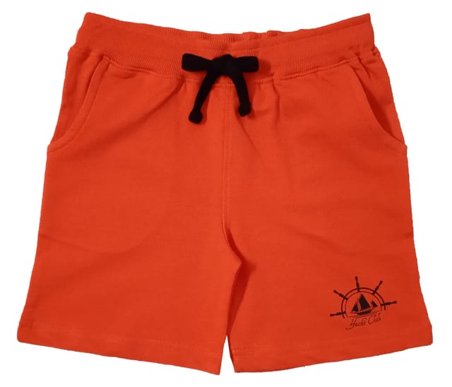 Snowflakes Boys  Shorts With Yatch Club Print - Orange