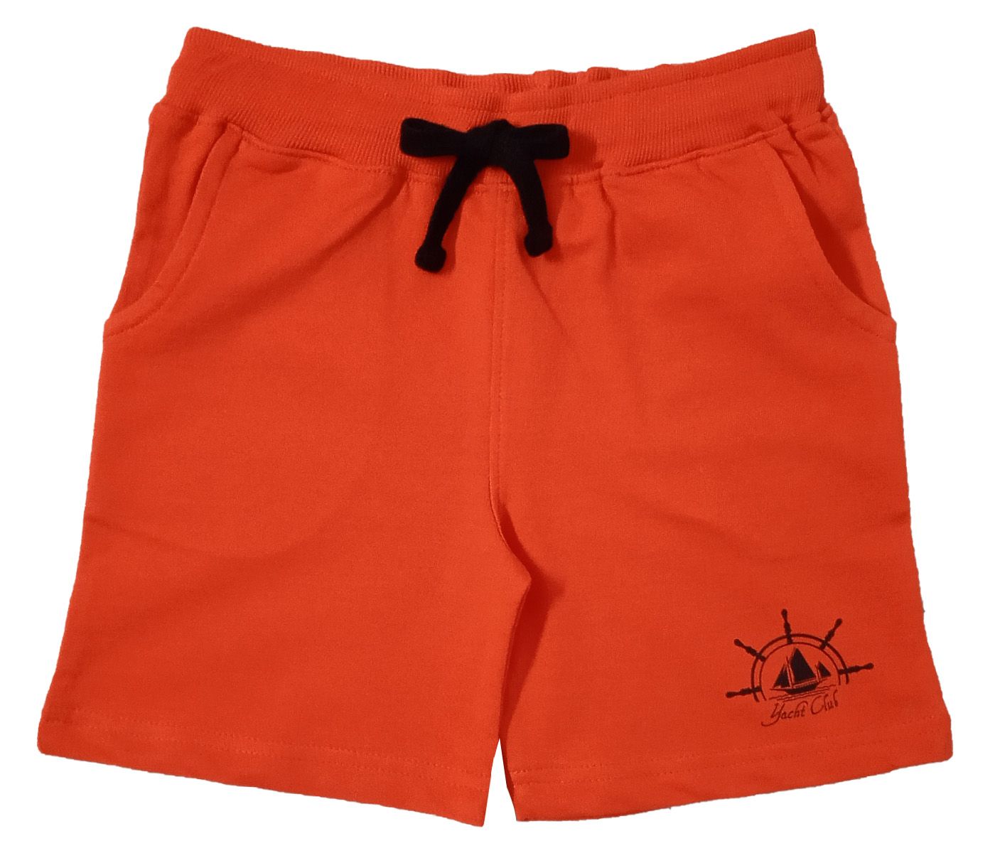 Snowflakes Boys  Shorts With Yatch Club Print - Orange
