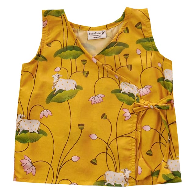 Snowflakes Unisex Infant Jabla Top With Cow Print And Harem Pant Set - Yellow & White