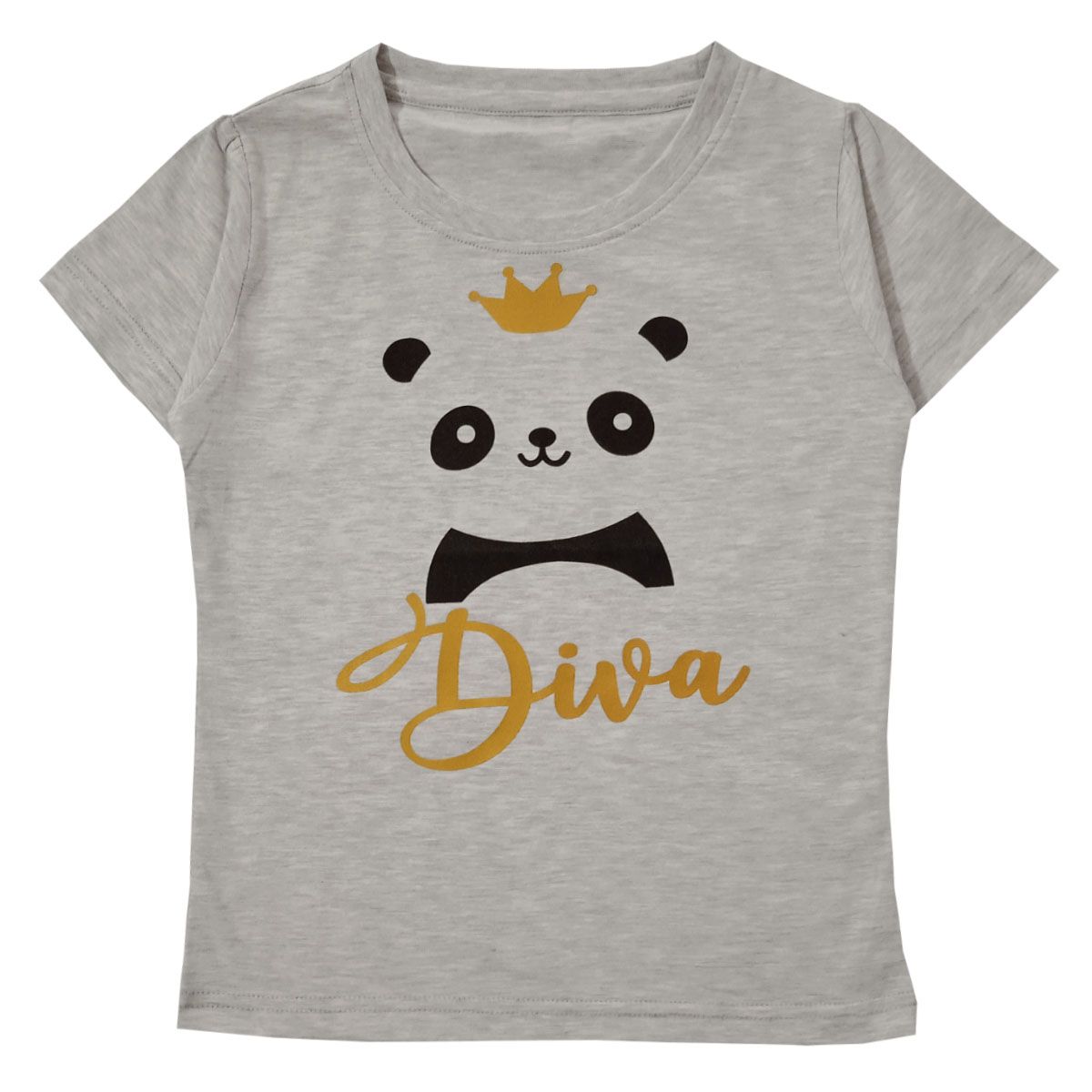Snowflakes Girls Half Sleeve T-Shirt With Panda Print - Off White