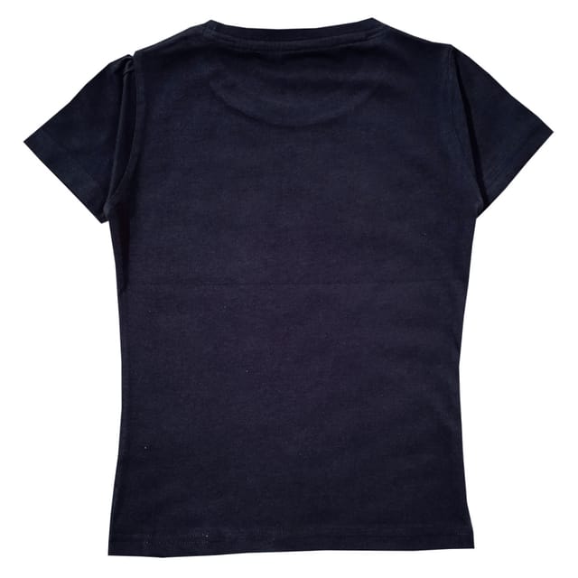 Snowflakes Girls Half Sleeve T-Shirt With Heart Print -  Charcoal Grey