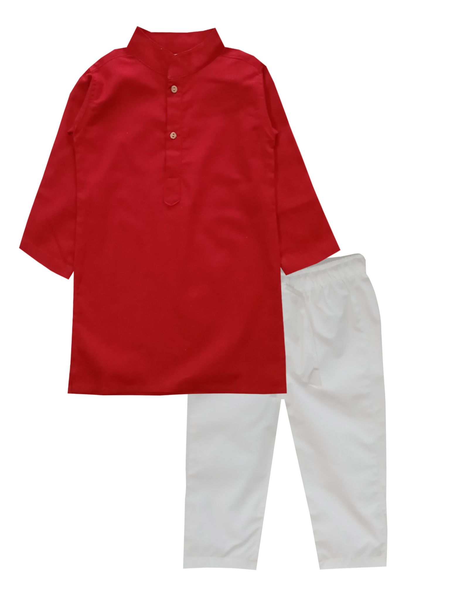Snowflakes Boys Solid kurta And Pyjama Set Maroon & White