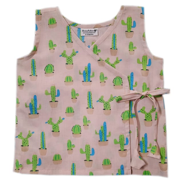 Snowflakes Unisex Infant Jabla Top With Harem Pant Set With Cactus Prints - Pink & Navy Blue