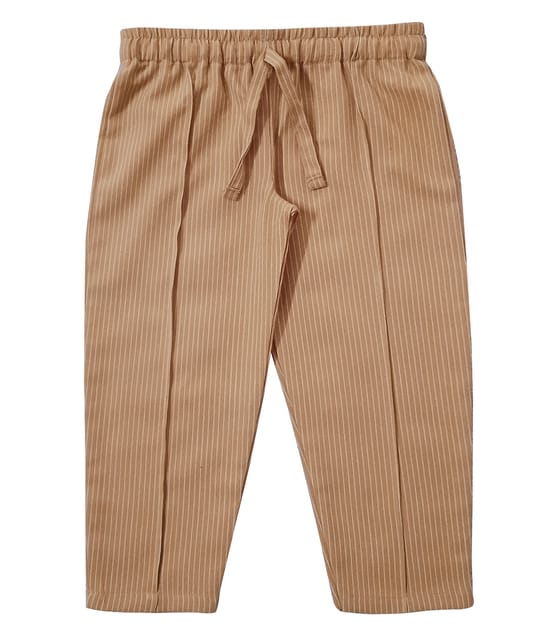 Snowflakes Unisex Cotton Striped Trousers - Khaki