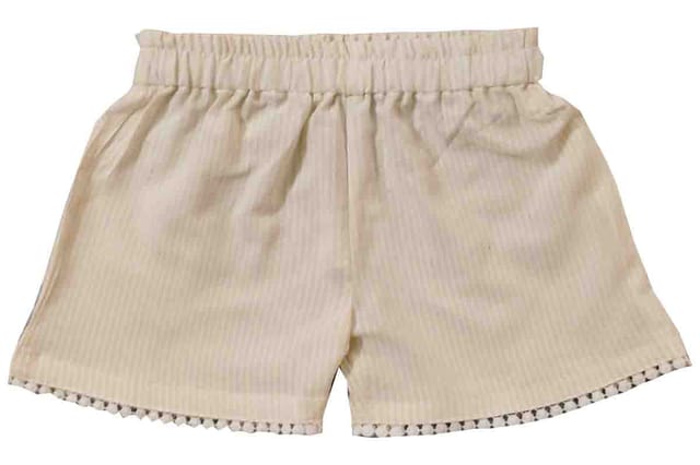 Snowflakes Girls Cotton Shorts - White