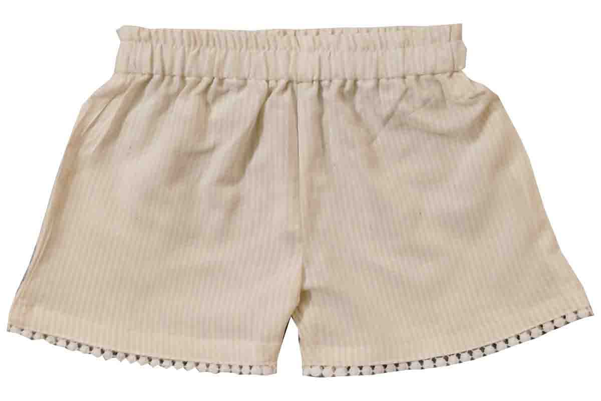 Snowflakes Girls Cotton Shorts - White