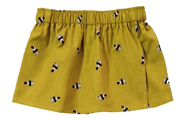 Snowflakes Girls' Skorts With Zebra Prints - Mustard