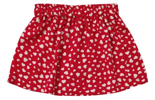 Snowflakes Girls' Skorts With Heart Prints - Red