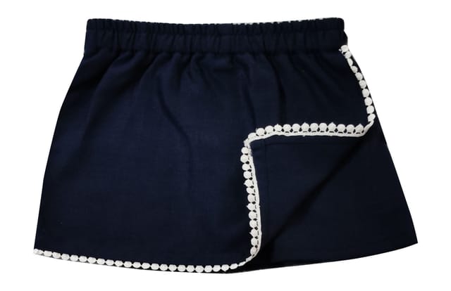 Snowflakes Girls' Solid Skorts With Lace Detailing - Navy Blue