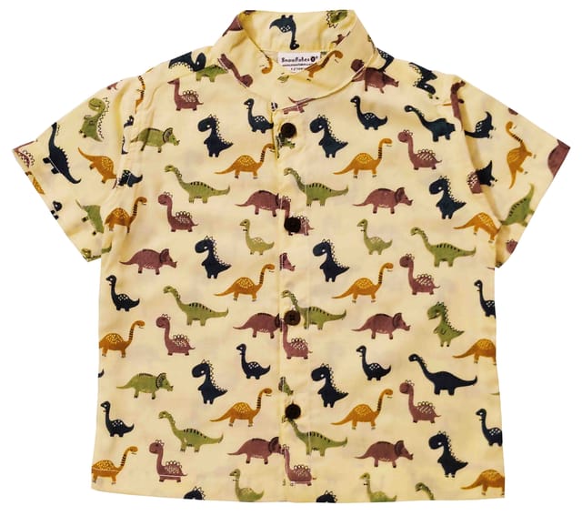 Snowflakes Unisex Cotton Co-Ord Set With Dino Prints - White