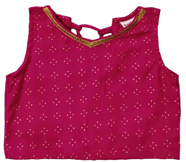 Snowflakes Girls Lehenga Set With Foil  Top - Pink Navy Blue