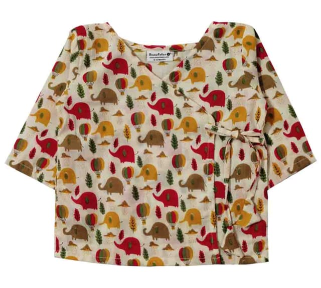 Snowflakes Unisex Infant Jabla Top With Elephant Print And Harem Pant Set -  Red