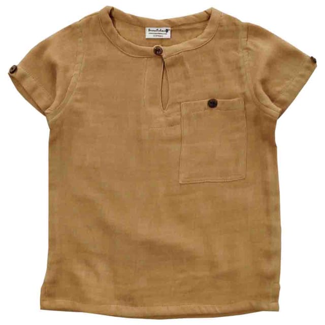 Snowflakes Unisex Solid Muslin Co-Ord Set - Beige