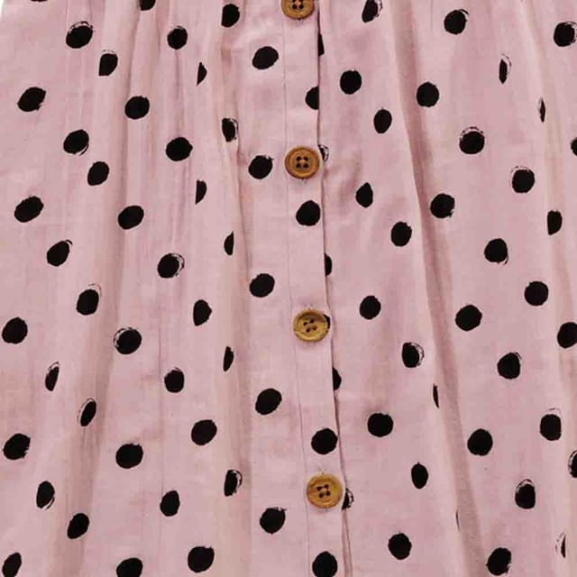 Snowflakes Girls Frock With Polka dots Prints- Light Purple
