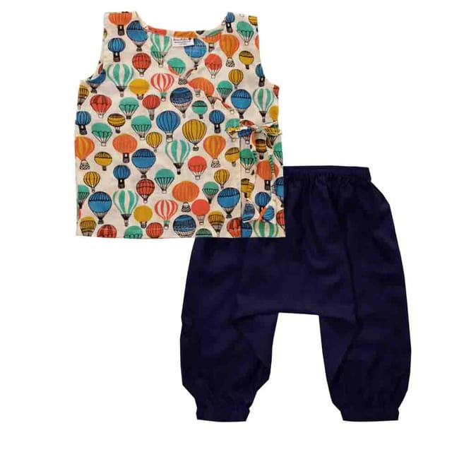 Snowflakes Unisex Infant Jabla Top With Harem Pant Set With Balloon Prints - White