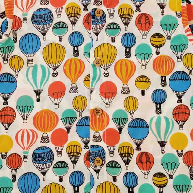 Snowflakes Boys Half Sleeve Cotton Shirt Ballon Prints - White