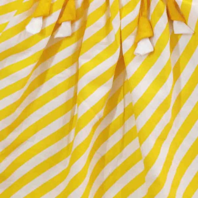 Snowflakes Girls Tying Style Frock With White Stripe Prints-Lemon  Yellow
