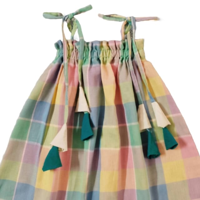 Snowflakes Girls Tying Style Checkered Prints-Multicoloured