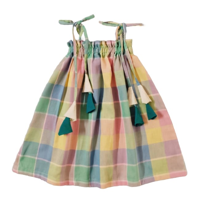 Snowflakes Girls Tying Style Checkered Prints-Multicoloured
