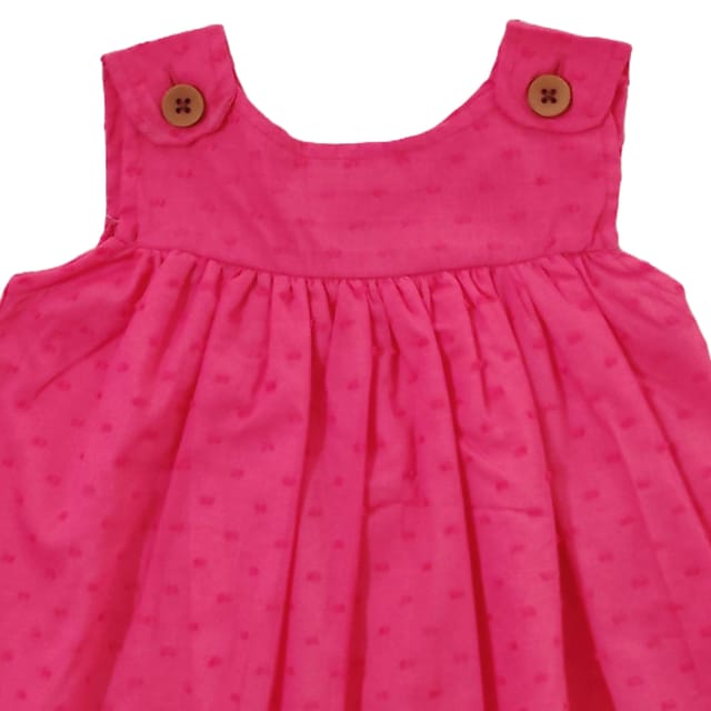 Snowflakes Girls Sleeveless Frock With Self Design - Pink