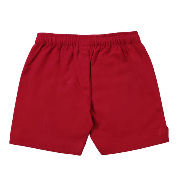 Snowflakes Boys Cotton Solid Shorts - Maroon