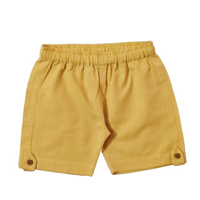 Snowflakes Boys Solid Cotton Shorts - Off White
