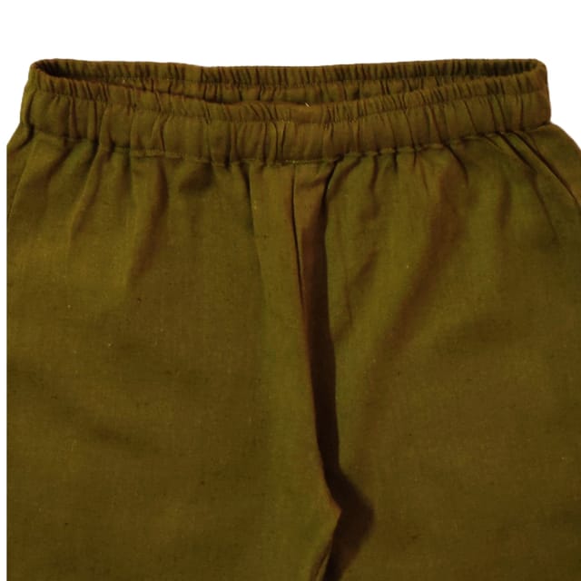Snowflakes Boys Solid Cotton Shorts - Army Green