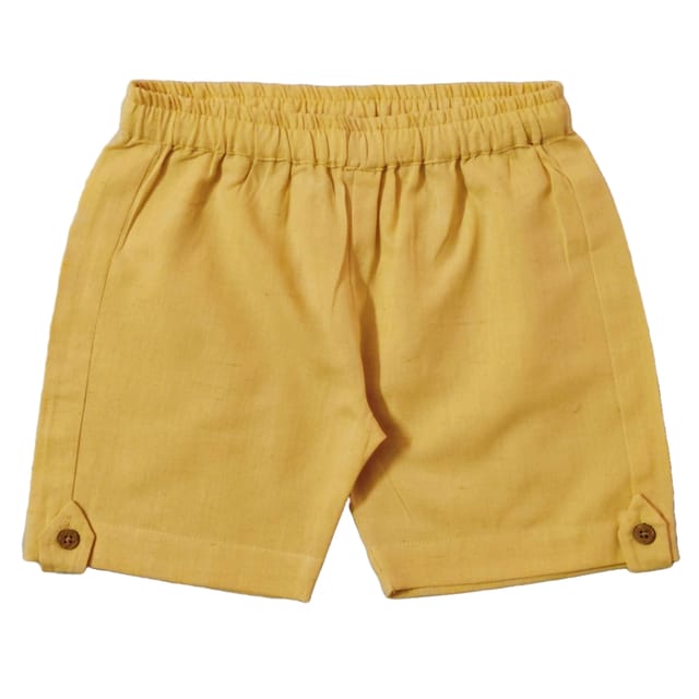 Snowflakes Boys Solid Cotton Shorts - Off White