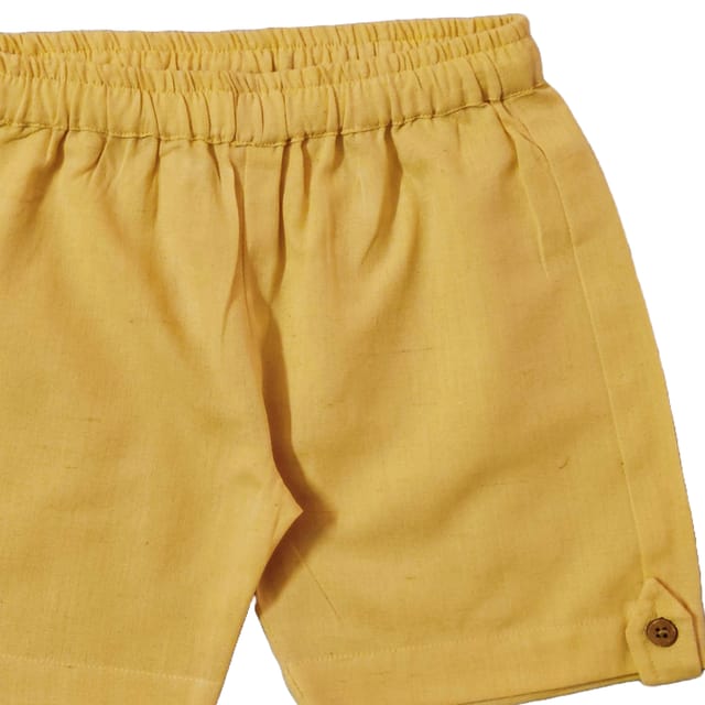 Snowflakes Boys Solid Cotton Shorts - Off White