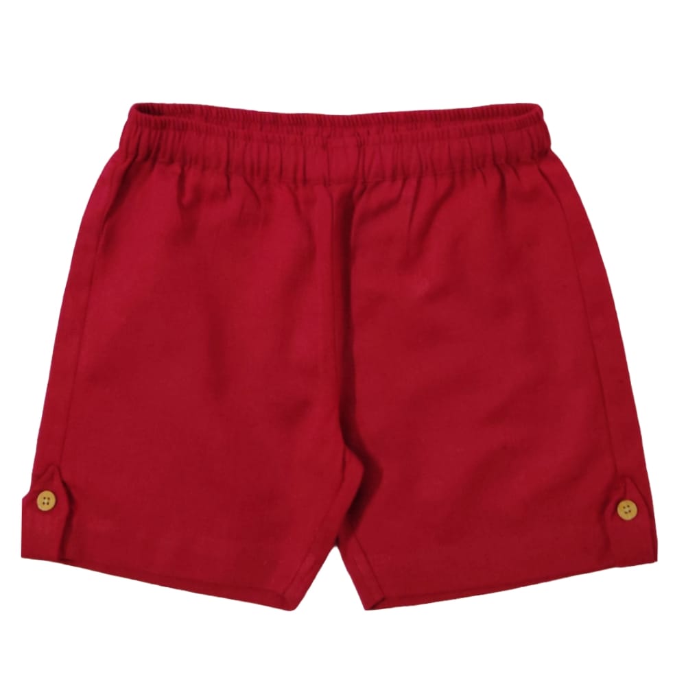Snowflakes Boys Cotton Solid Shorts - Maroon