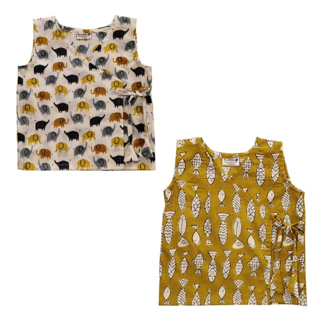 Snowflakes Unisex Infant Cotton Jabla Tops - White & Yellow