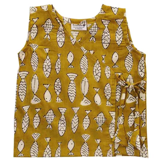 Snowflakes Unisex Infant Cotton Jabla Tops - White & Yellow
