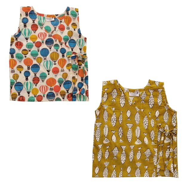 Snowflakes Unisex Infant Cotton Jabla Tops - White & Yellow